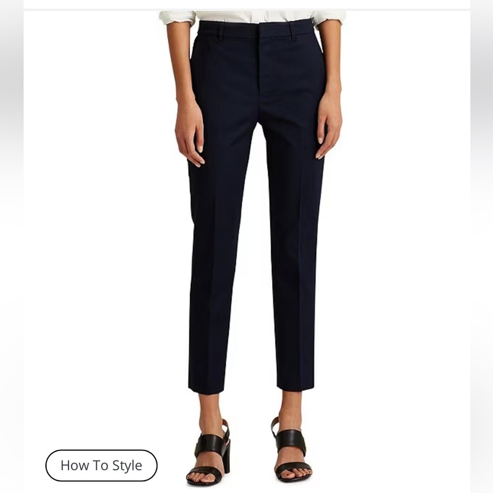 Lauren Ralph Lauren Cotton Blend Stretch Mid-Rise Pants Navy Blue size 12